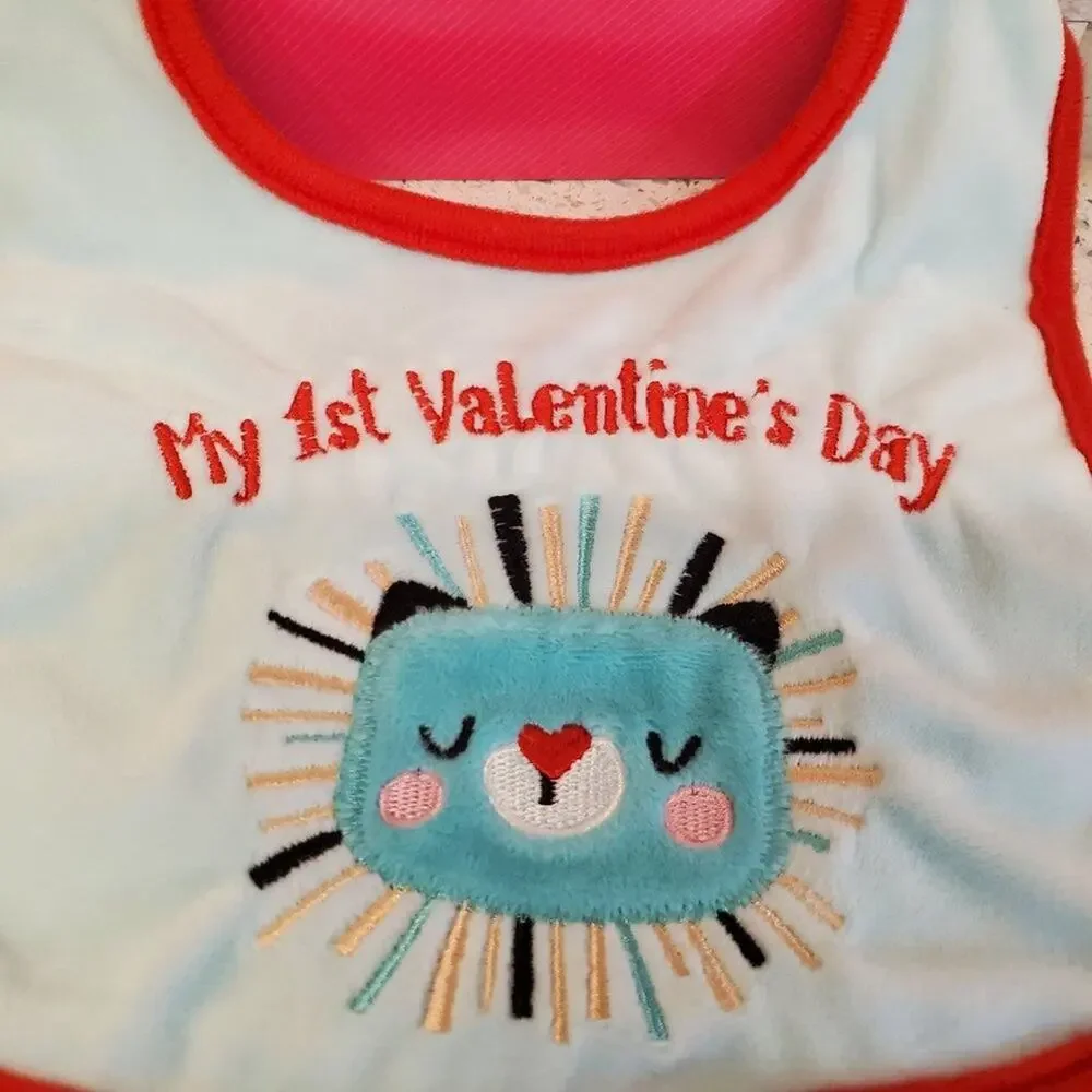 My First Valentines Day Bib Baby Bib My First Valentine Bib in Blue